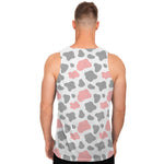 Pink Grey And White Cow Print Men's Tank Top
