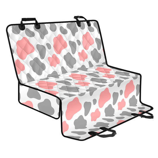 Pink Grey And White Cow Print Pet Car Back Seat Cover