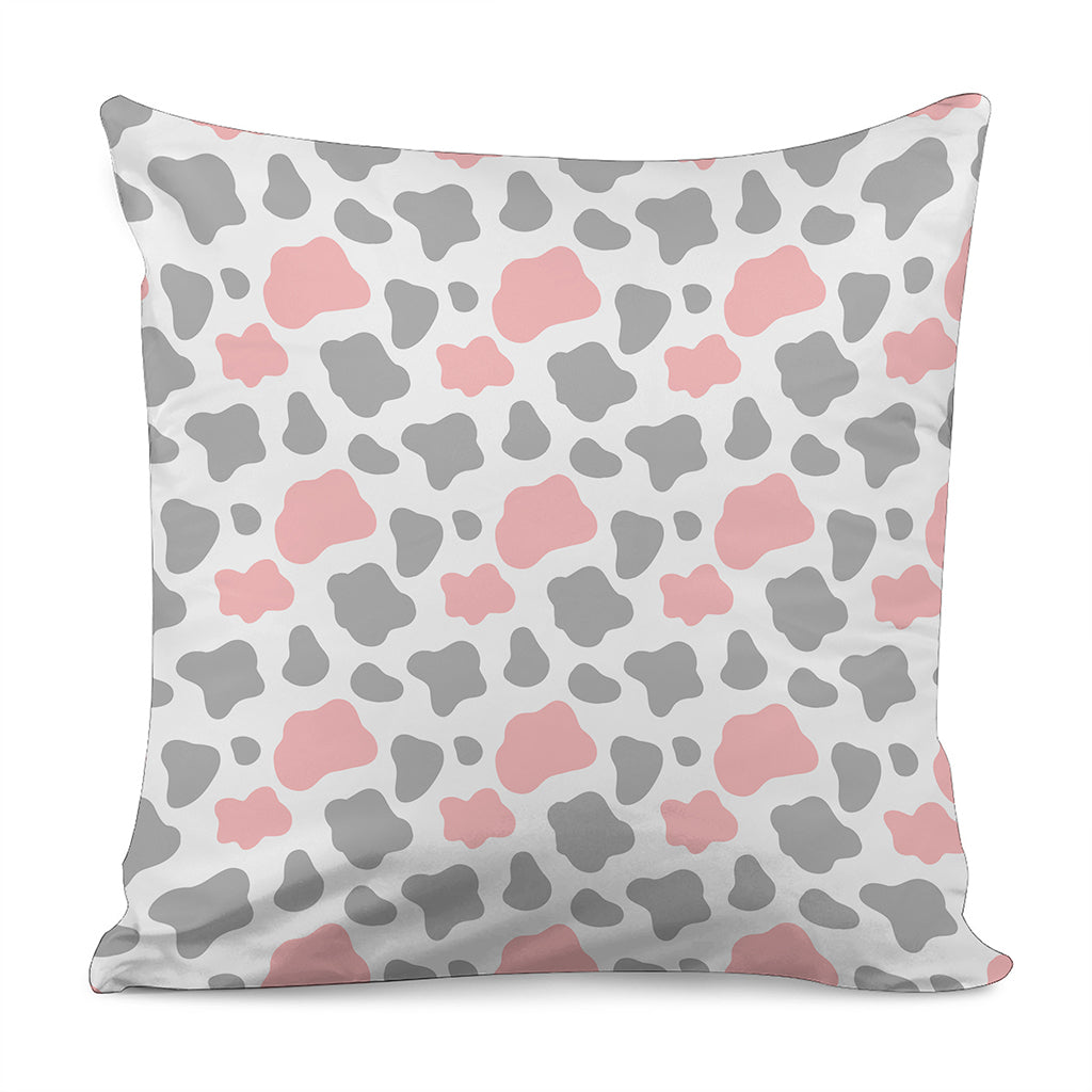 Pink Grey And White Cow Print Pillow Cover
