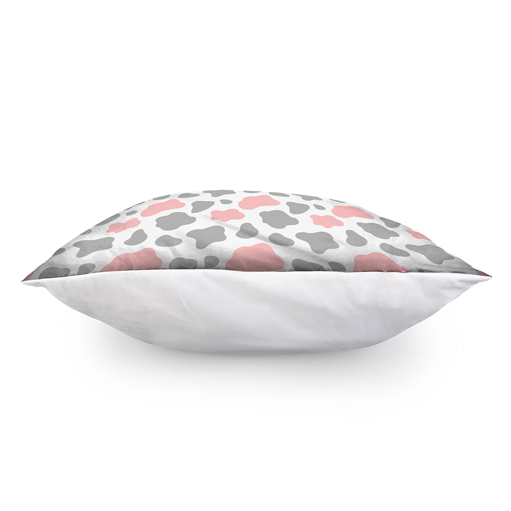 Pink Grey And White Cow Print Pillow Cover
