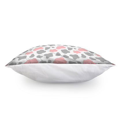 Pink Grey And White Cow Print Pillow Cover