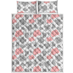 Pink Grey And White Cow Print Quilt Bed Set