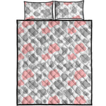 Pink Grey And White Cow Print Quilt Bed Set