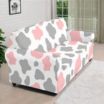 Pink Grey And White Cow Print Sofa Cover