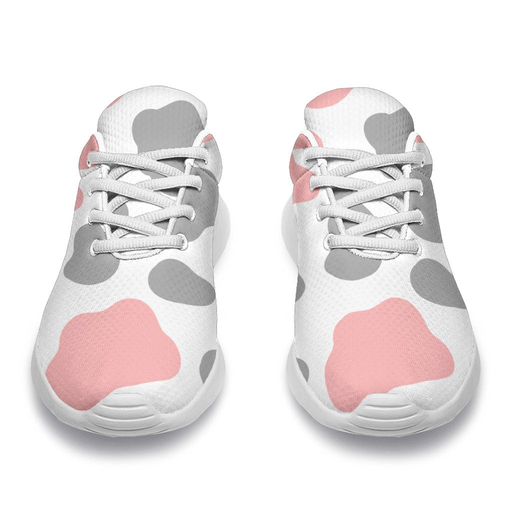 Pink Grey And White Cow Print Sport Shoes GearFrost