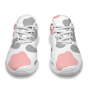 Pink Grey And White Cow Print Sport Shoes GearFrost