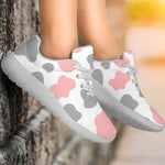 Pink Grey And White Cow Print Sport Shoes GearFrost