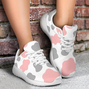 Pink Grey And White Cow Print Sport Shoes GearFrost