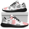 Pink Grey And White Cow Print Walking Shoes