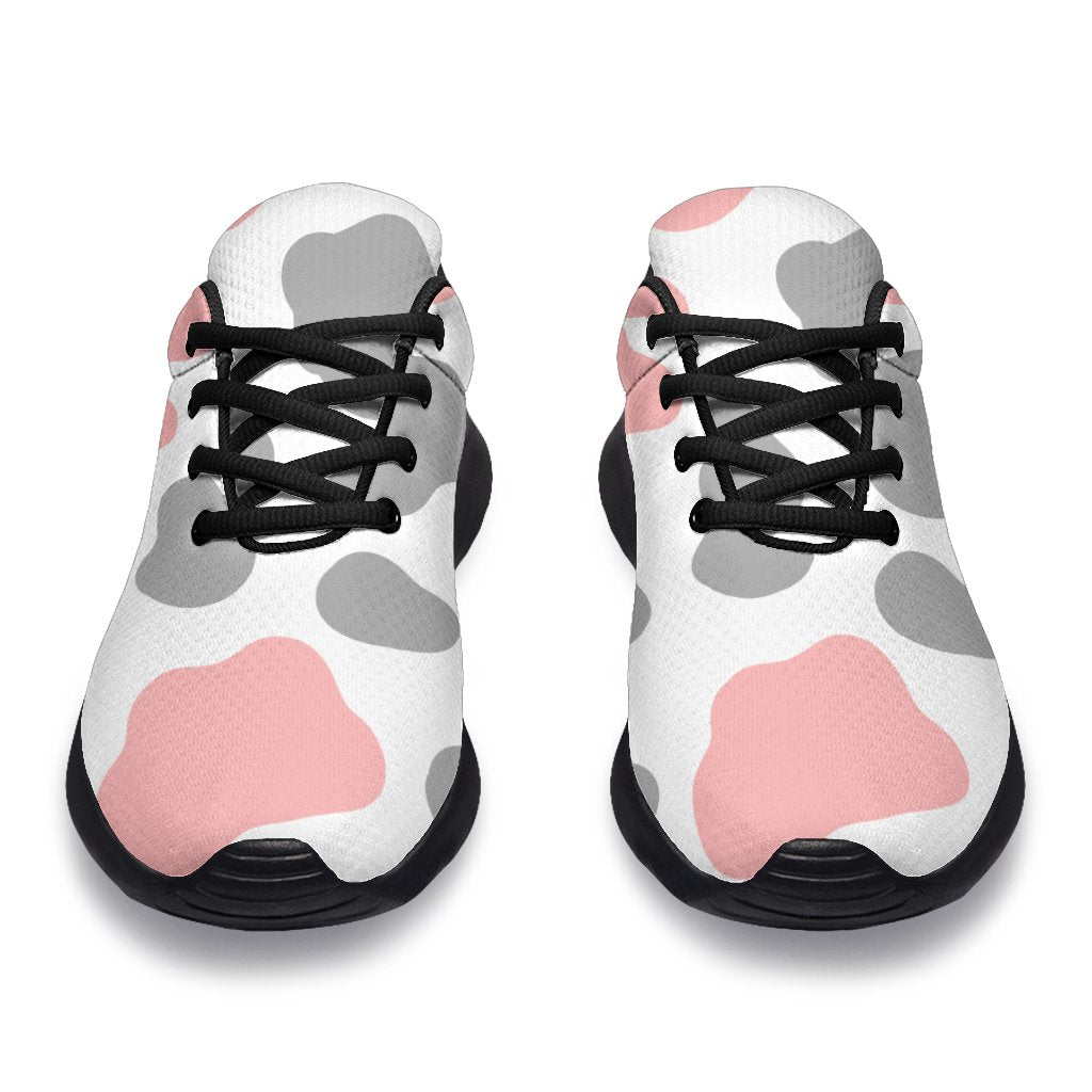 Pink Grey And White Cow Print Sport Shoes GearFrost