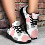 Pink Grey And White Cow Print Sport Shoes GearFrost