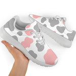 Pink Grey And White Cow Print Sport Shoes GearFrost