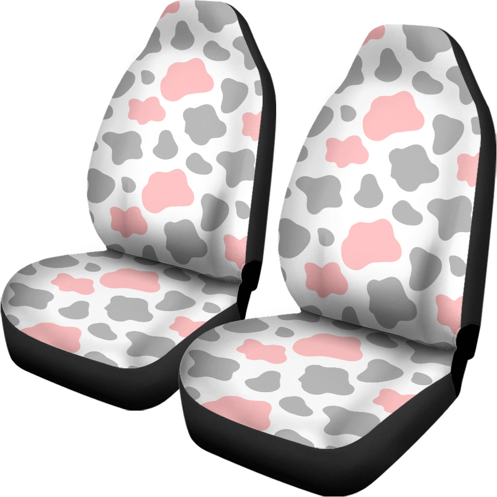 Pink Grey And White Cow Print Universal Fit Car Seat Covers