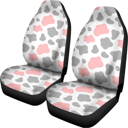 Pink Grey And White Cow Print Universal Fit Car Seat Covers