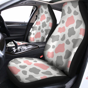 Pink Grey And White Cow Print Universal Fit Car Seat Covers