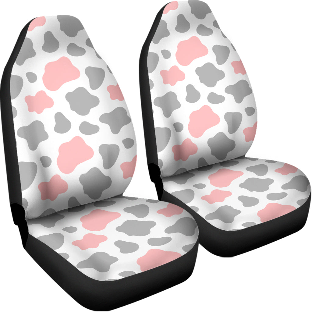 Pink Grey And White Cow Print Universal Fit Car Seat Covers