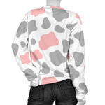 Pink Grey And White Cow Print Women's Crewneck Sweatshirt GearFrost