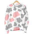 Pink Grey And White Cow Print Women's Crewneck Sweatshirt
