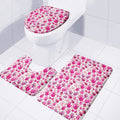 Pink Hand Breast Cancer Pattern Print 3 Piece Bath Mat Set