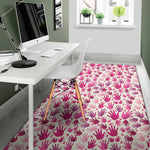 Pink Hand Breast Cancer Pattern Print Area Rug