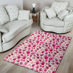 Pink Hand Breast Cancer Pattern Print Area Rug