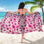Pink Hand Breast Cancer Pattern Print Beach Sarong Wrap