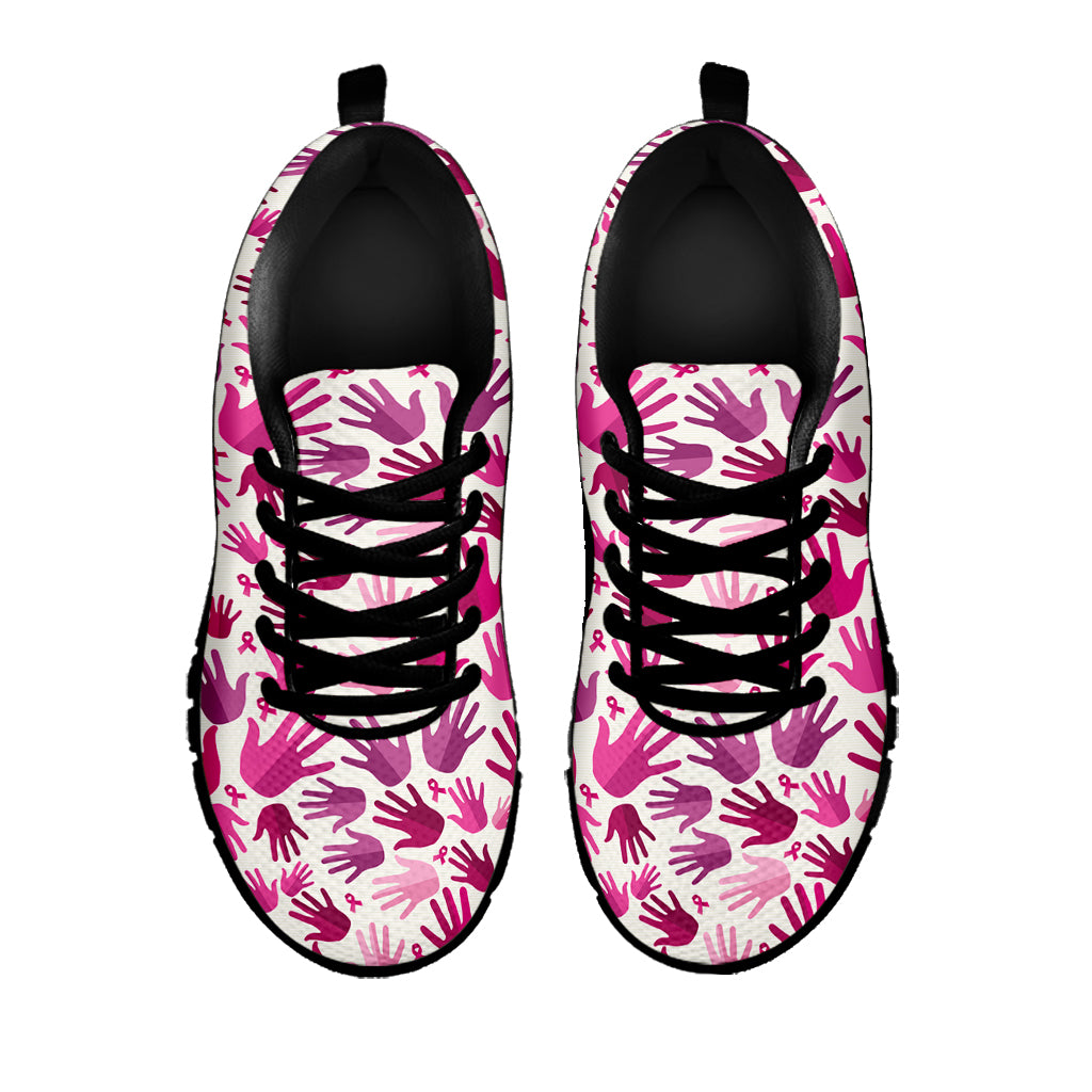 Pink Hand Breast Cancer Pattern Print Black Sneakers