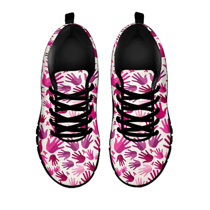Pink Hand Breast Cancer Pattern Print Black Sneakers