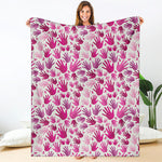Pink Hand Breast Cancer Pattern Print Blanket