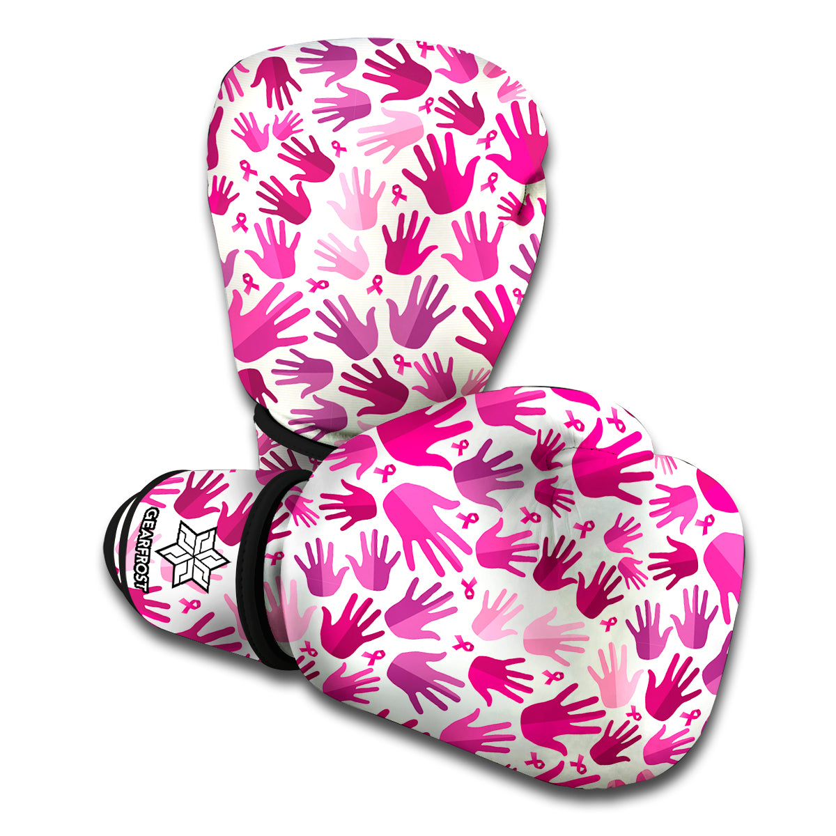 Pink Hand Breast Cancer Pattern Print Boxing Gloves