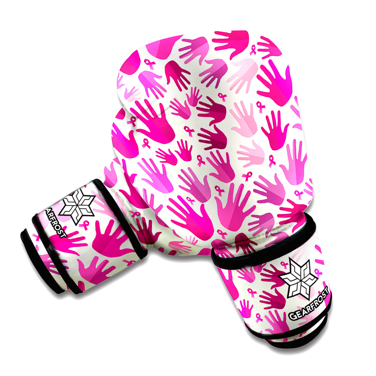 Pink Hand Breast Cancer Pattern Print Boxing Gloves