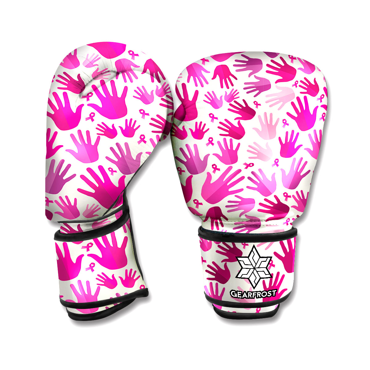 Pink Hand Breast Cancer Pattern Print Boxing Gloves