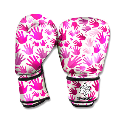 Pink Hand Breast Cancer Pattern Print Boxing Gloves