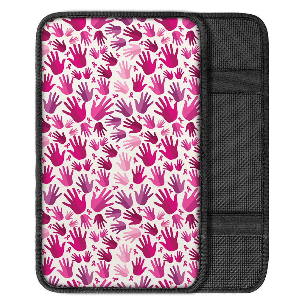 Pink Hand Breast Cancer Pattern Print Car Center Console Cover