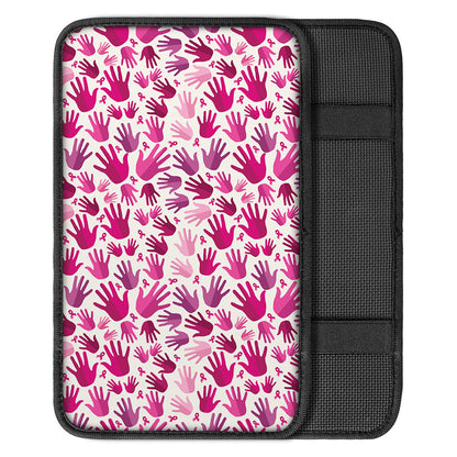 Pink Hand Breast Cancer Pattern Print Car Center Console Cover