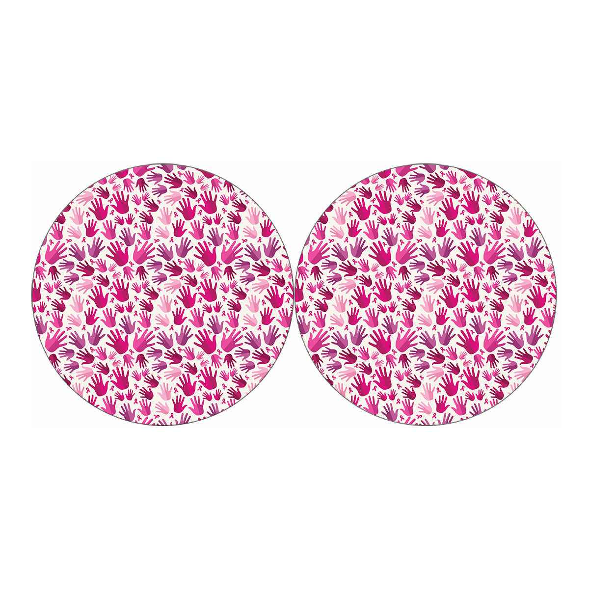 Pink Hand Breast Cancer Pattern Print Car Coasters
