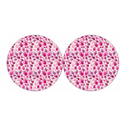 Pink Hand Breast Cancer Pattern Print Car Coasters