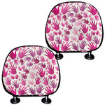 Pink Hand Breast Cancer Pattern Print Car Headrest Covers