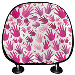 Pink Hand Breast Cancer Pattern Print Car Headrest Covers