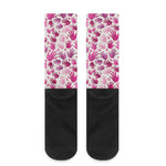 Pink Hand Breast Cancer Pattern Print Crew Socks