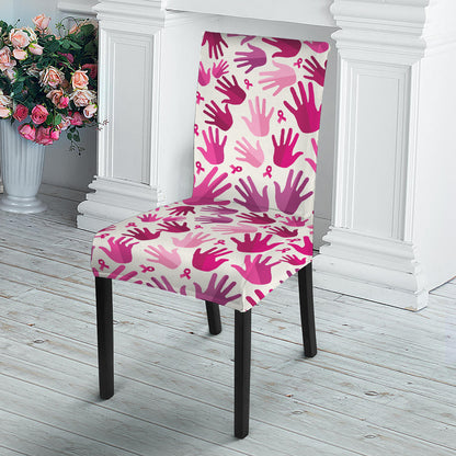 Pink Hand Breast Cancer Pattern Print Dining Chair Slipcover