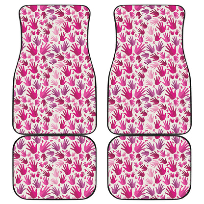 Pink Hand Breast Cancer Pattern Print Front and Back Car Floor Mats