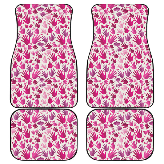 Pink Hand Breast Cancer Pattern Print Front and Back Car Floor Mats