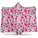 Pink Hand Breast Cancer Pattern Print Hooded Blanket