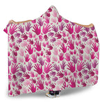 Pink Hand Breast Cancer Pattern Print Hooded Blanket