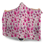 Pink Hand Breast Cancer Pattern Print Hooded Blanket