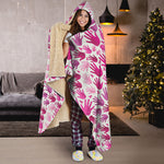 Pink Hand Breast Cancer Pattern Print Hooded Blanket