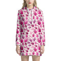 Pink Hand Breast Cancer Pattern Print Pullover Hoodie Dress