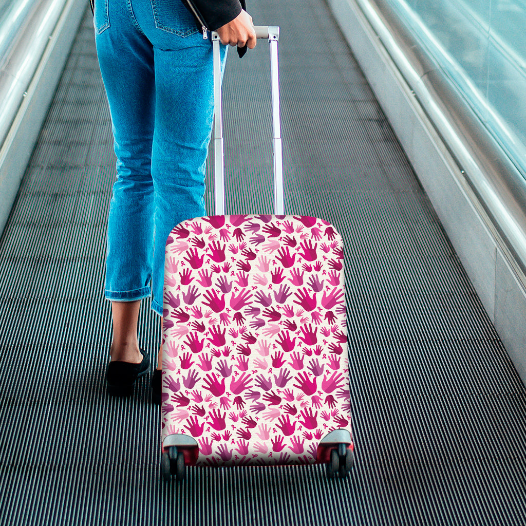 Pink Hand Breast Cancer Pattern Print Luggage Cover