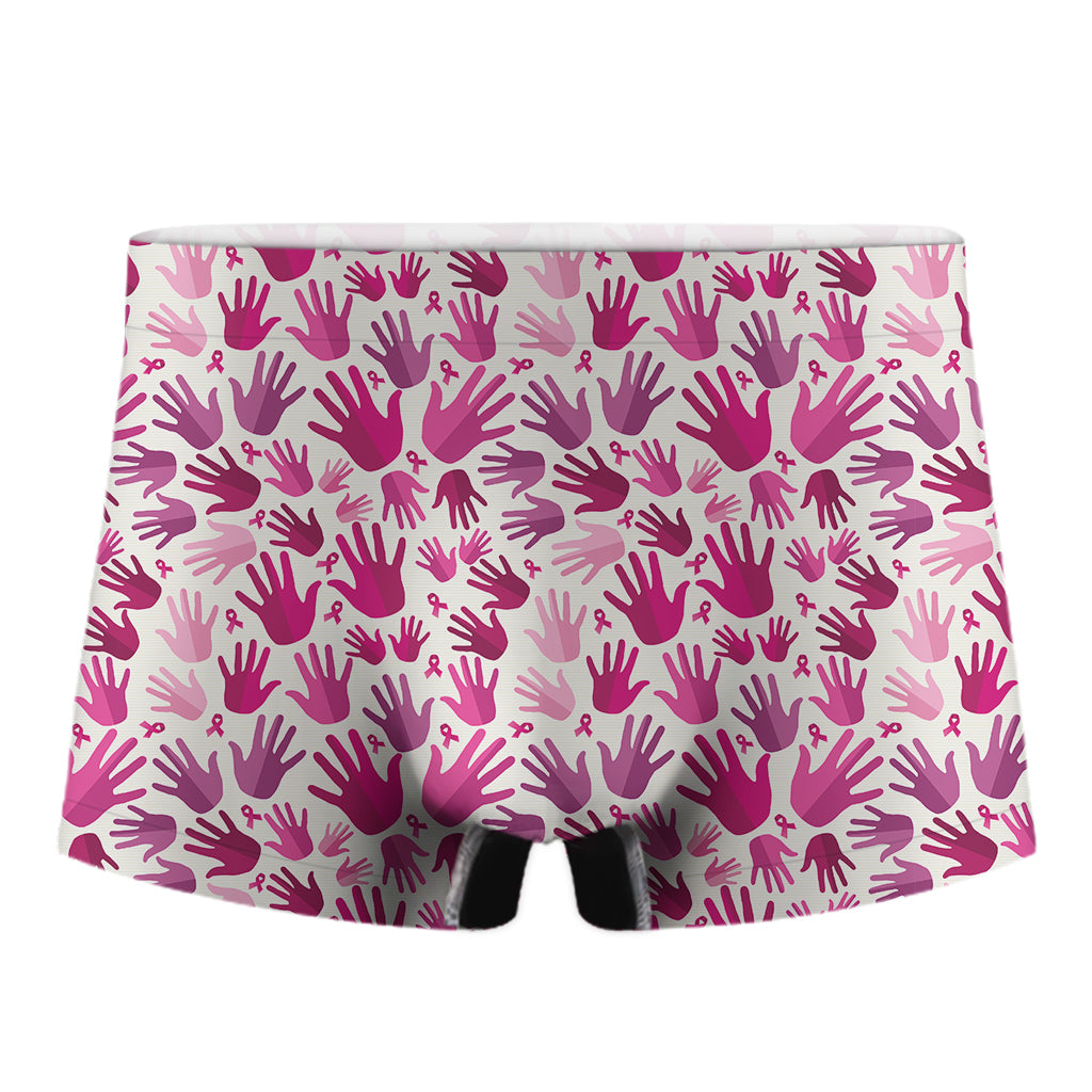 Pink Hand Breast Cancer Pattern Print Men's Boxer Briefs
